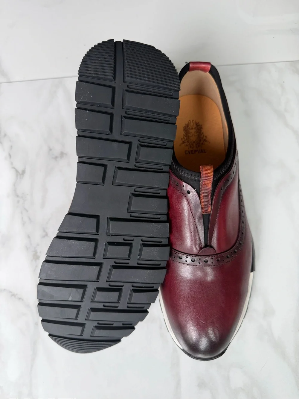 Men's Burgundy Leather Slip-On Loafers